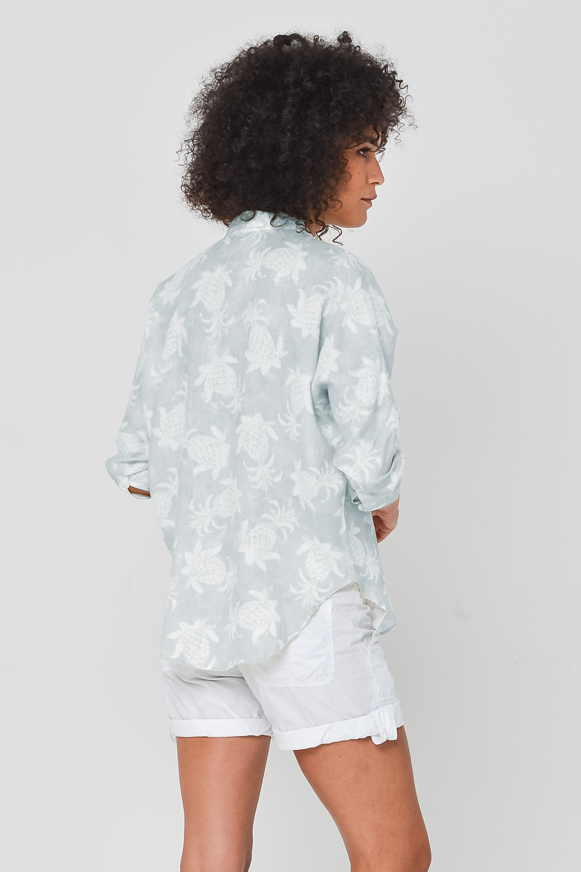 Ollie Blouse in Pineapple Print Linen - Anice