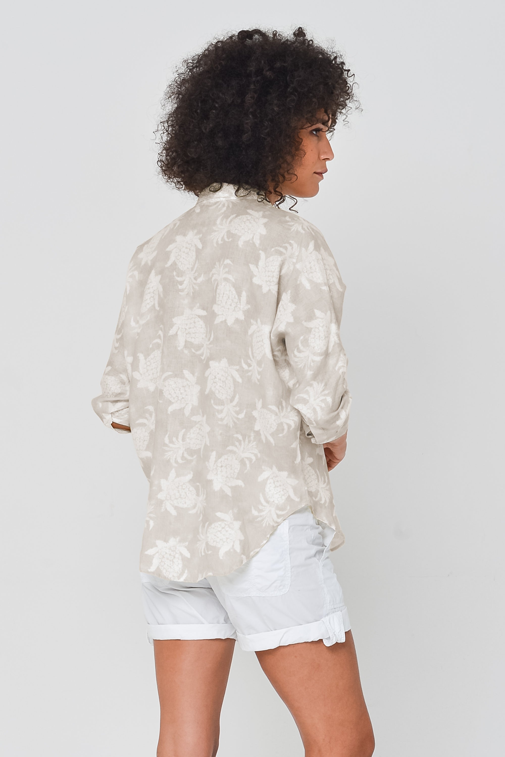 Ollie Blouse in Pineapple Print Linen - Canapa