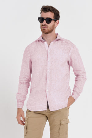 Men's Classic Fit Shirt in Linen - Rose