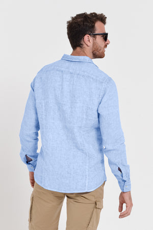 Men's Classic Fit Shirt in Linen - Cielo