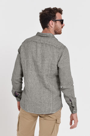 Men's Classic Fit Shirt in Linen - Dolphin