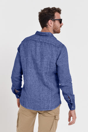 Men's Classic Fit Shirt in Linen - Whale