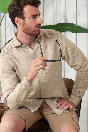Men's Classic Fit Shirt in Linen - Harbor