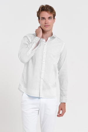 Classic Fit Shirt in Voile - White
