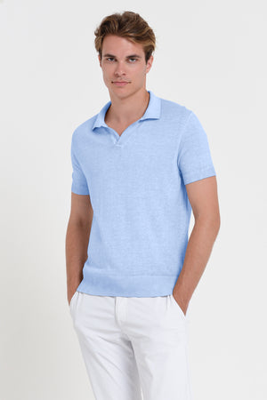 Nico Knit Polo Shirt - Cielo