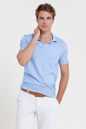 Nico Knit Polo Shirt - Cielo