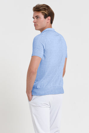 Nico Knit Polo Shirt - Cielo