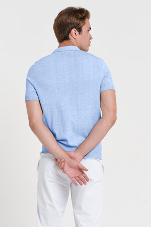 Nico Knit Polo Shirt - Cielo