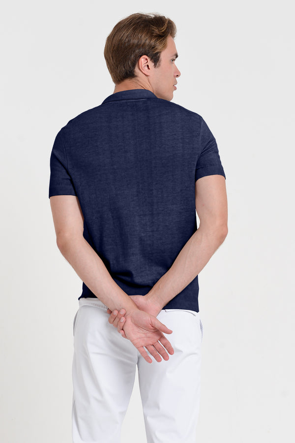 NOI-CH308 NAVY&WHITE VEST POLO TOP main image 1