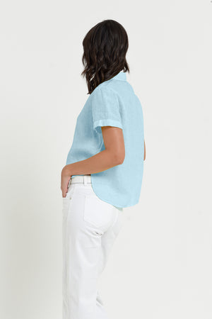 Sunray - Women's Cropped Shirt in Linen - Bora Bora