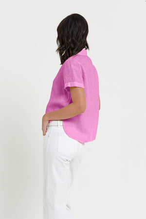 Sunray - Women's Cropped Shirt in Linen - Candy