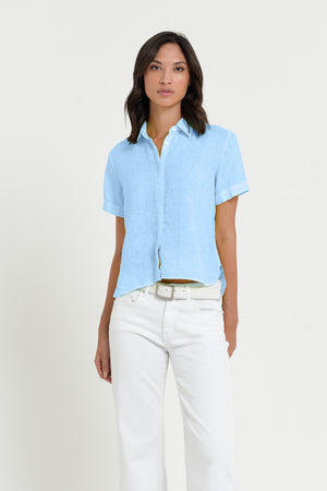 Sunray - Women's Cropped Shirt in Linen - Viking