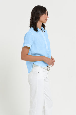 Sunray - Women's Cropped Shirt in Linen - Viking