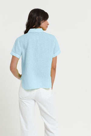 Sunray - Women's Cropped Shirt in Linen - Bora Bora