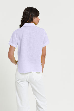 Sunray - Women's Cropped Shirt in Linen - Lilac