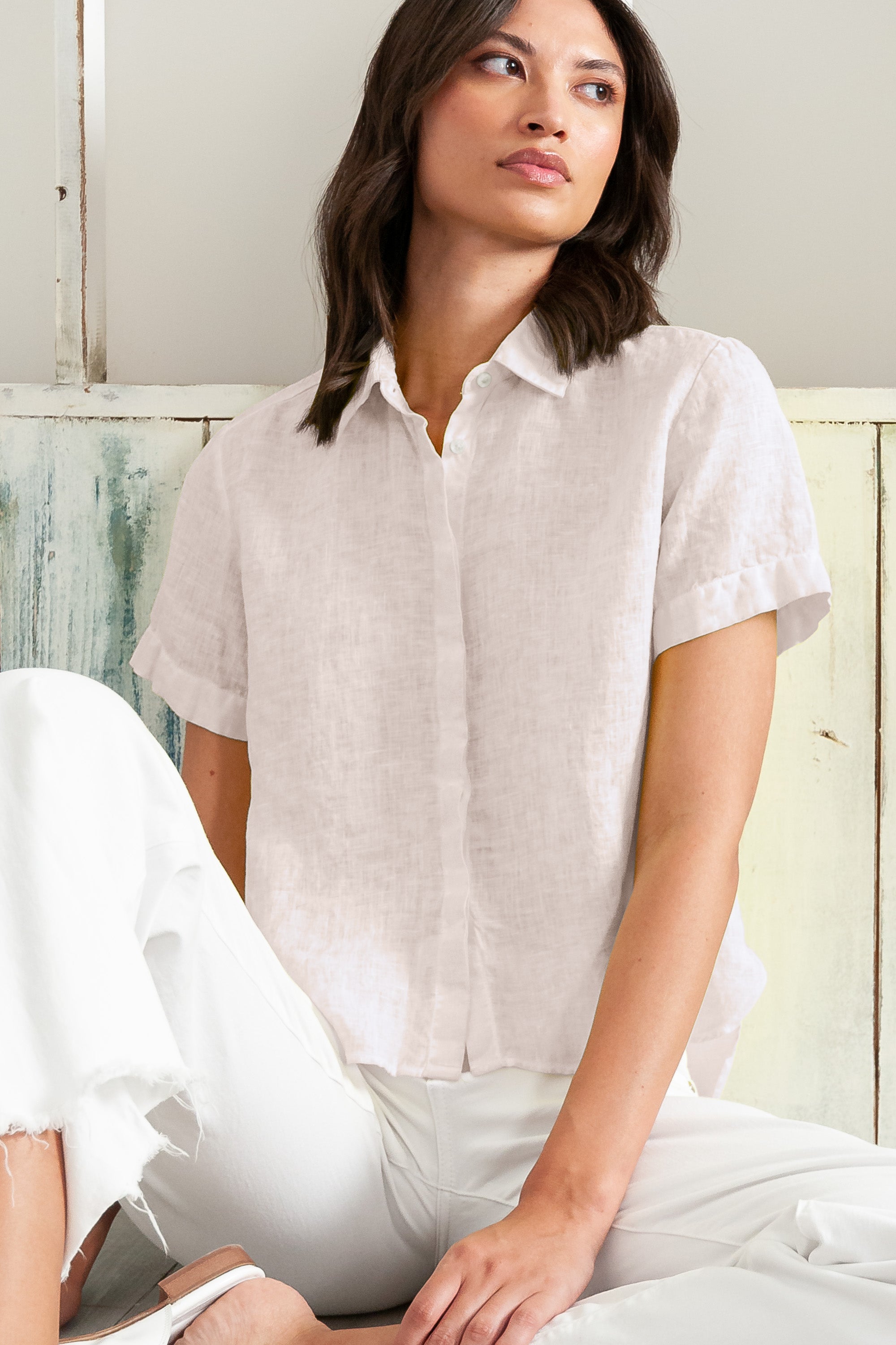 Sunray - Women's Cropped Shirt in Linen - Canapa