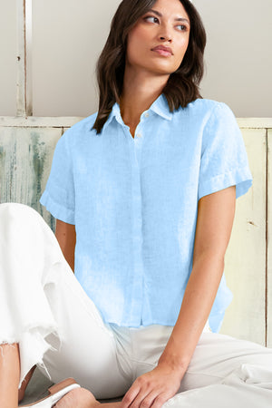 Sunray - Women's Cropped Shirt in Linen - Viking