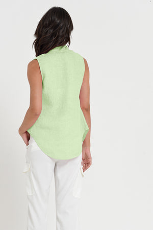 Camy - Women's Sleeveless Blouse in Linen  - Margarita
