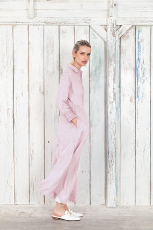 Brooke - Women's Shirtdress in Linen - Rose