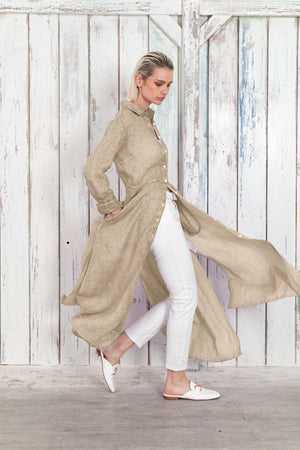 Brooke - Women's Shirtdress in Linen - Harbor