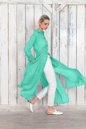 Brooke - Women's Shirtdress in Linen - Jungle