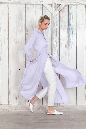 Brooke - Women's Shirtdress in Linen - Lilac