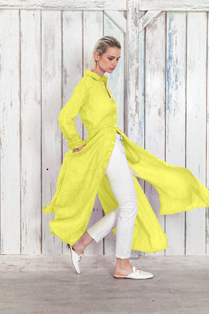 Brooke - Women's Shirtdress in Linen - Lime