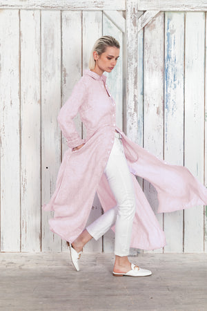 Brooke - Women's Shirtdress in Linen - Rose