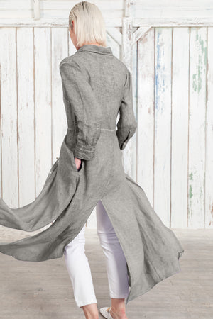 Brooke - Women's Shirtdress in Linen - Dolphin