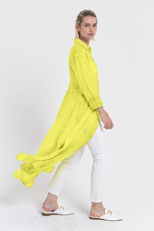 Brooke - Women's Shirtdress in Linen - Lime