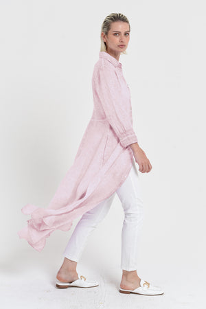 Brooke - Women's Shirtdress in Linen - Rose