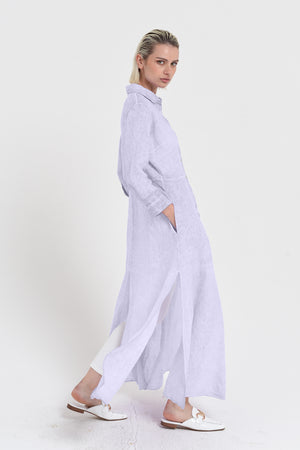 Brooke - Women's Shirtdress in Linen - Lilac