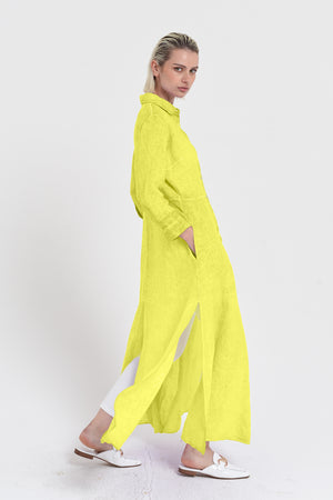 Brooke - Women's Shirtdress in Linen - Lime