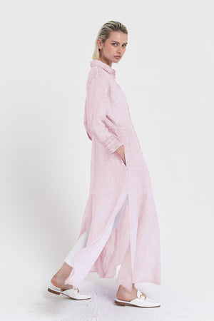 Brooke - Women's Shirtdress in Linen - Rose