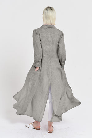 Brooke - Women's Shirtdress in Linen - Dolphin