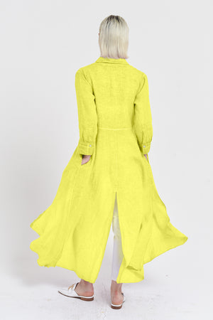 Brooke - Women's Shirtdress in Linen - Lime