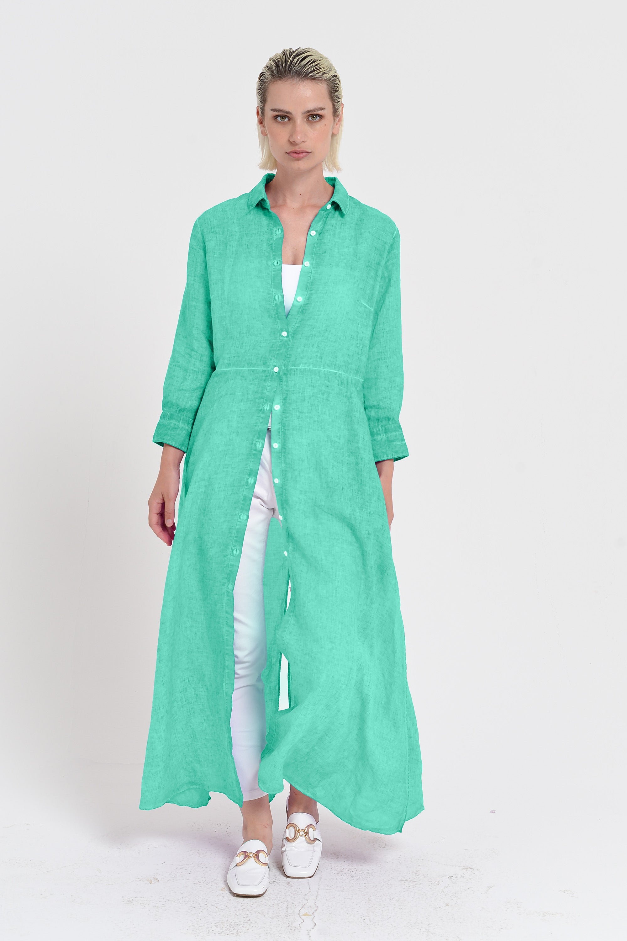 Brooke - Women's Shirtdress in Linen - Jungle