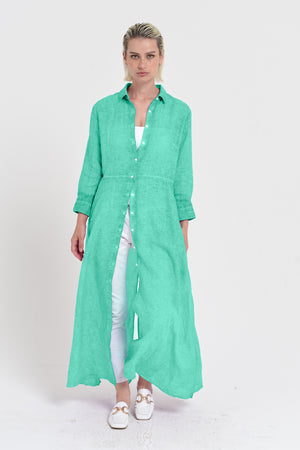 Brooke - Women's Shirtdress in Linen - Jungle