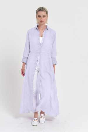 Brooke - Women's Shirtdress in Linen - Lilac