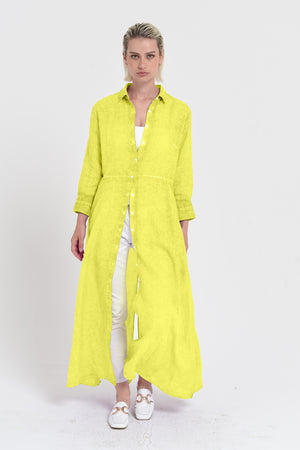 Brooke - Women's Shirtdress in Linen - Lime