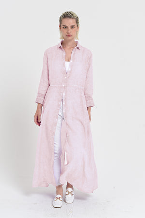 Brooke - Women's Shirtdress in Linen - Rose