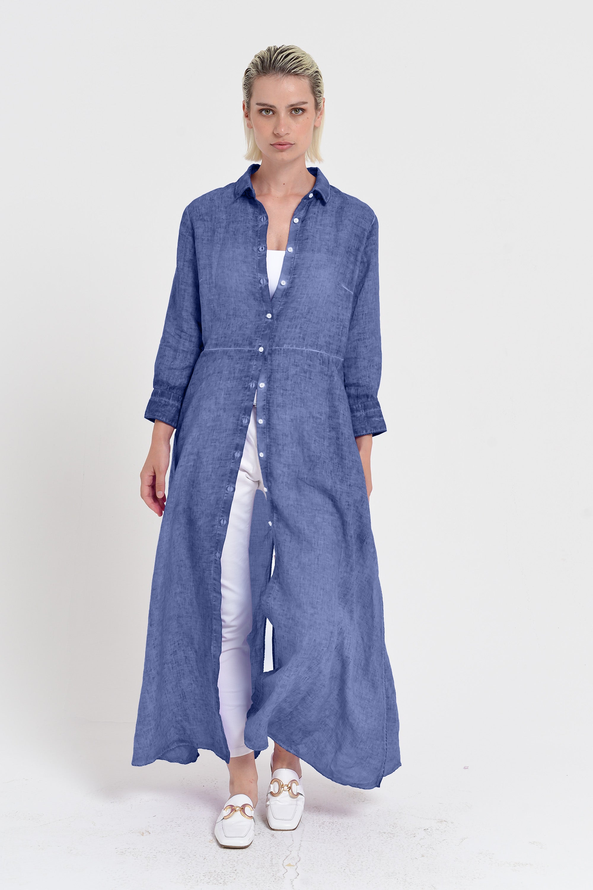 Brooke - Women's Shirtdress in Linen - Whale