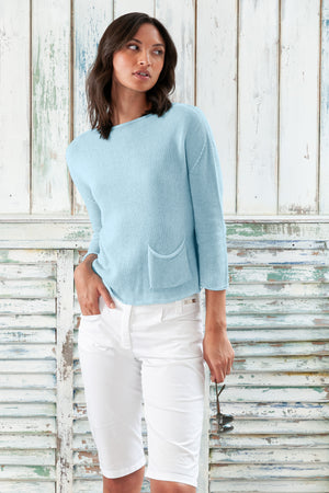 Sofia Knit - Short Sleeve Cotton Sweater - Bora Bora