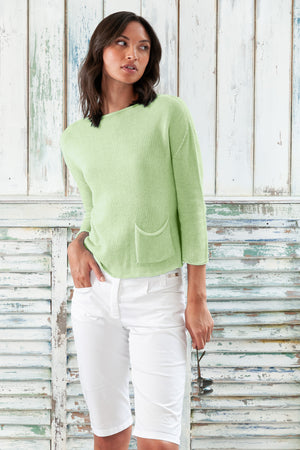 Sofia Knit - Short Sleeve Cotton Sweater - Margarita