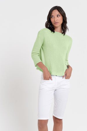 Sofia Knit - Short Sleeve Cotton Sweater - Margarita