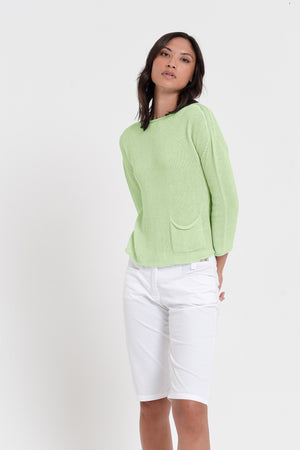 Sofia Knit - Short Sleeve Cotton Sweater - Margarita