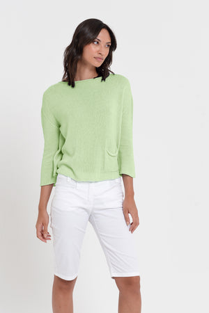 Sofia Knit - Short Sleeve Cotton Sweater - Margarita