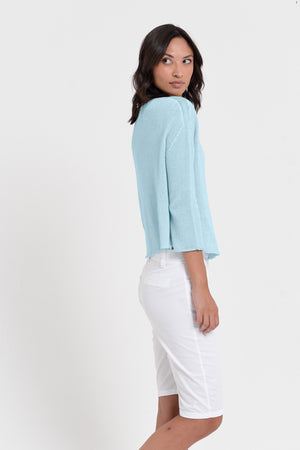 Sofia Knit - Short Sleeve Cotton Sweater - Bora Bora