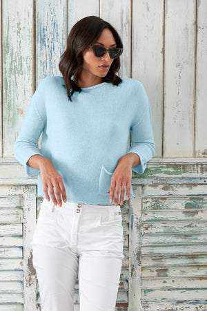 Sofia Knit - Short Sleeve Cotton Sweater - Bora Bora