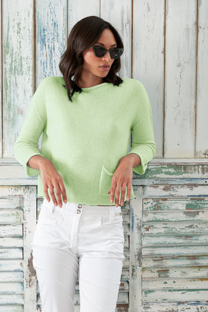 Sofia Knit - Short Sleeve Cotton Sweater - Margarita